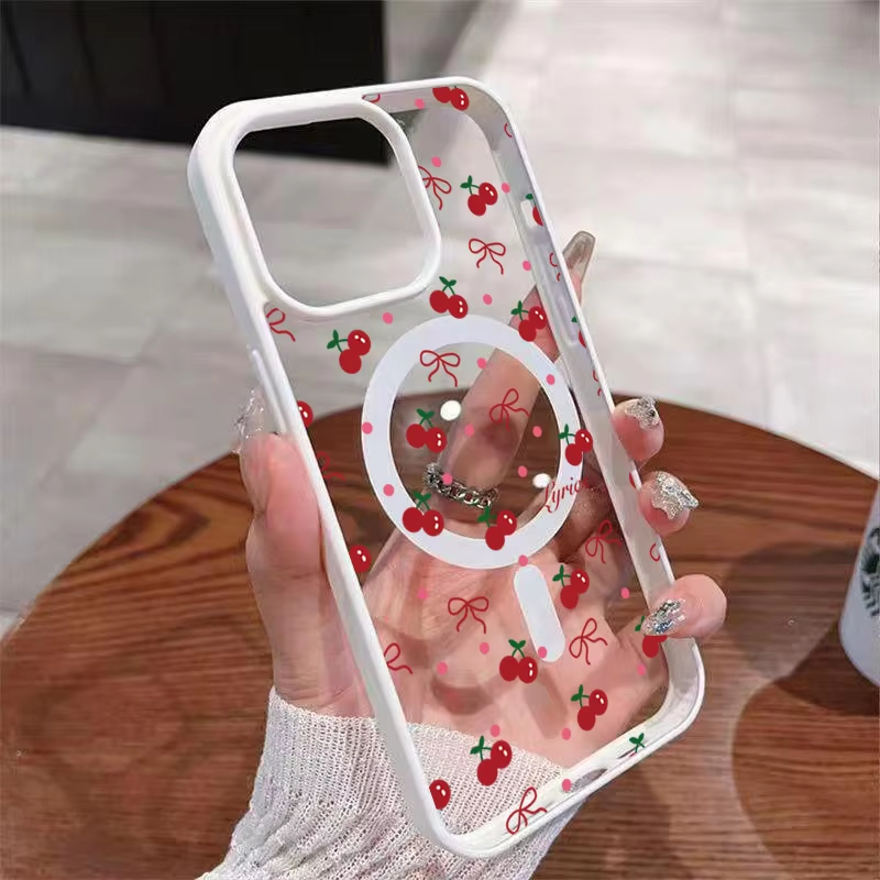 Perfume Pure Xs - Rode kersenprint magnetische telefoonhoes voor iPhone
