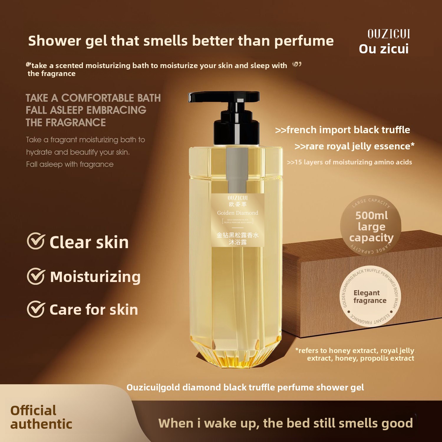 Perfume Fragrance Moisturizer - Gouden Diamant Zwarte Truffel parfum Douchegel